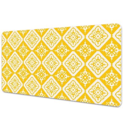 Tapete de secretária Padrão amarelo e branco