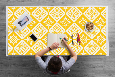 Tapete de secretária Padrão amarelo e branco
