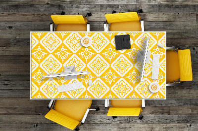 Tapete de secretária Padrão amarelo e branco