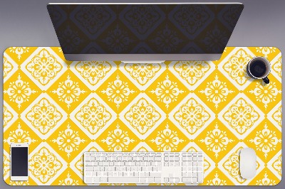 Tapete de secretária Padrão amarelo e branco