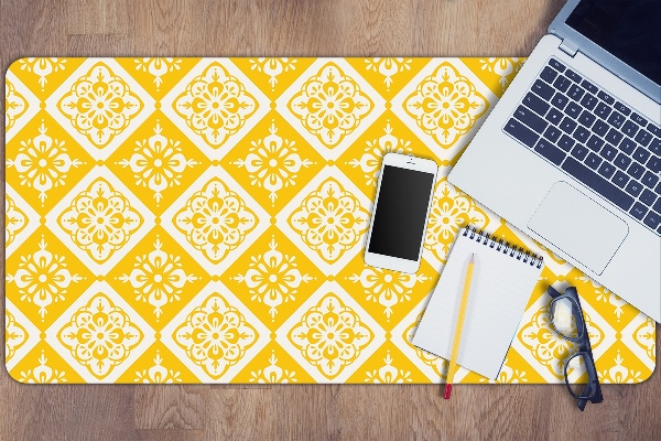 Tapete de secretária Padrão amarelo e branco