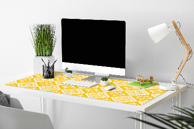 Tapete de secretária Padrão amarelo e branco