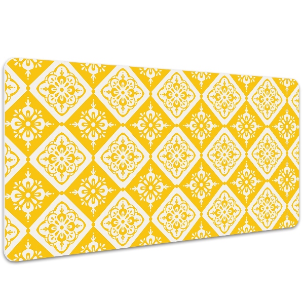 Tapete de secretária Padrão amarelo e branco