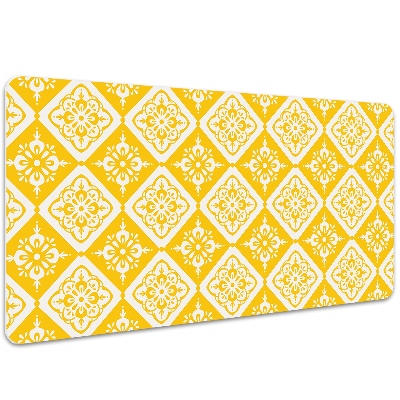 Tapete de secretária Padrão amarelo e branco