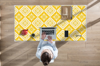 Tapete de secretária Padrão amarelo e branco