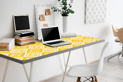 Tapete de secretária Padrão amarelo e branco