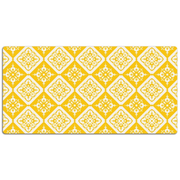 Tapete de secretária Padrão amarelo e branco