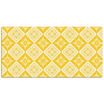 Tapete de secretária Padrão amarelo e branco