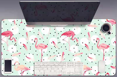 Base de secretária Flamingos e bolinhas
