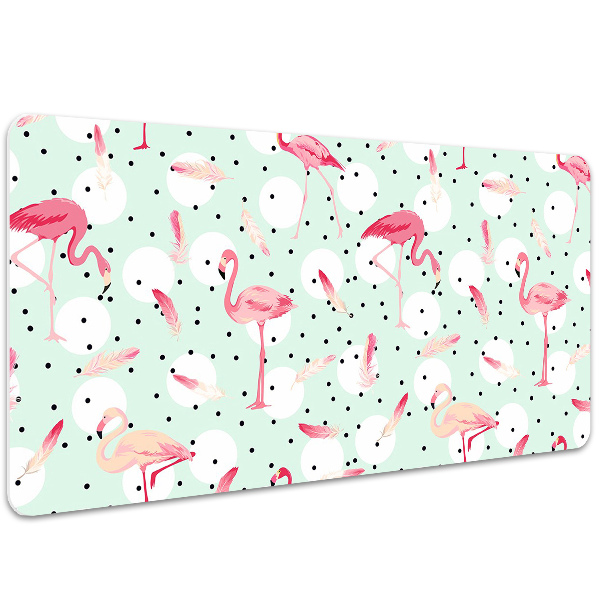 Base de secretária Flamingos e bolinhas