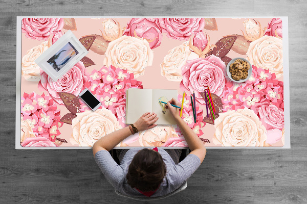 Tapete de secretária Rosas e hortênsias