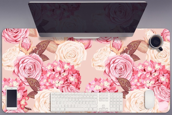 Tapete de secretária Rosas e hortênsias