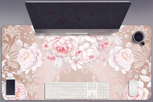 Tapete para secretária rosas brancas