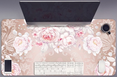 Tapete para secretária rosas brancas