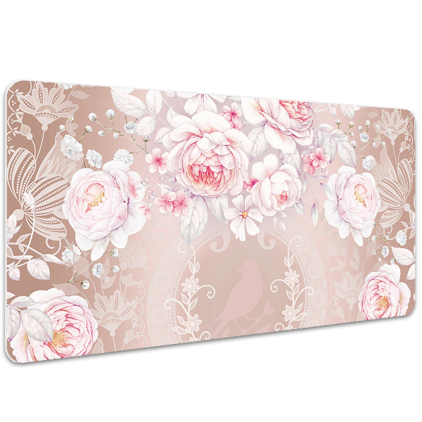 Tapete para secretária rosas brancas