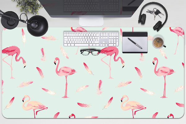 Base de secretária Flamingos e penas