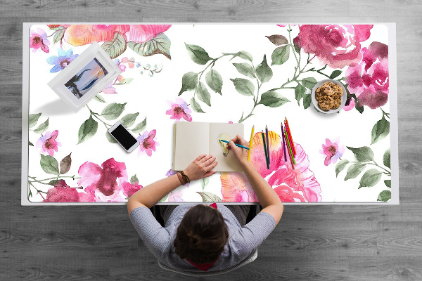 Tapete para secretária Rosas em aquarela
