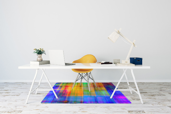 Tapete para cadeira de escritório Padrão xadrez colorido