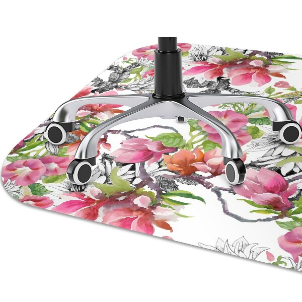 Tapete para cadeira de escritório Flores em aquarela