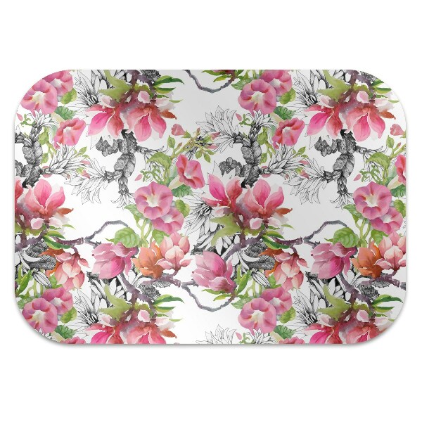 Tapete para cadeira de escritório Flores em aquarela