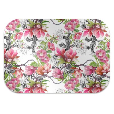 Tapete para cadeira de escritório Flores em aquarela
