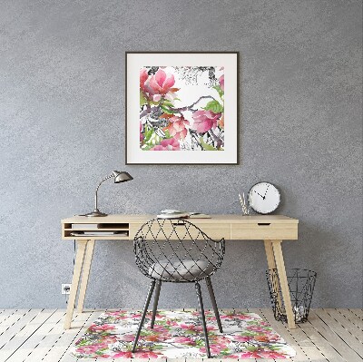 Tapete para cadeira de escritório Flores em aquarela