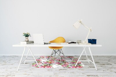 Tapete para cadeira de escritório Flores em aquarela