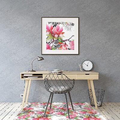 Tapete para cadeira de escritório Flores em aquarela