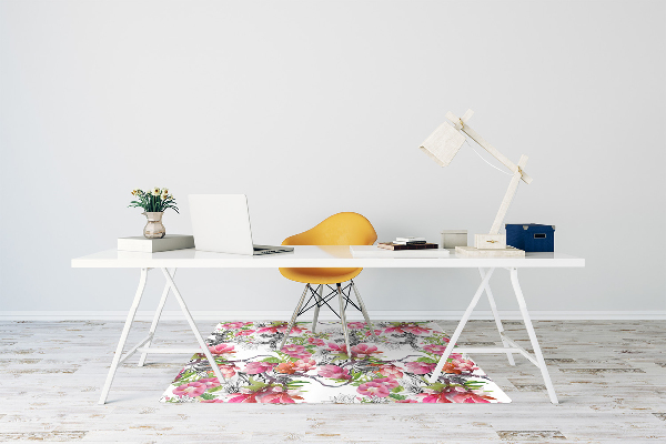 Tapete para cadeira de escritório Flores em aquarela