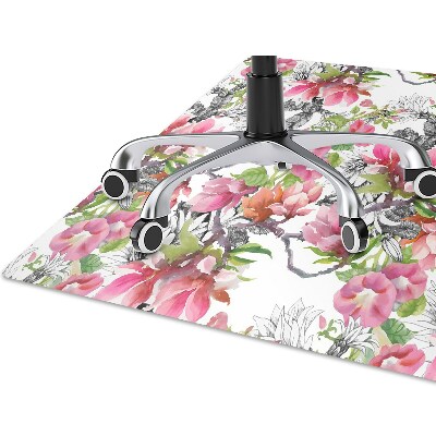 Tapete para cadeira de escritório Flores em aquarela