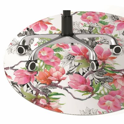 Tapete para cadeira de escritório Flores em aquarela