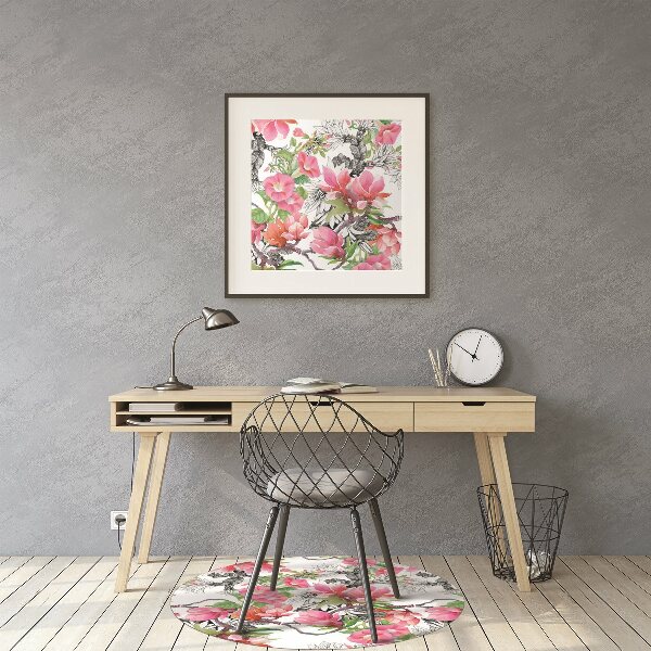 Tapete para cadeira de escritório Flores em aquarela