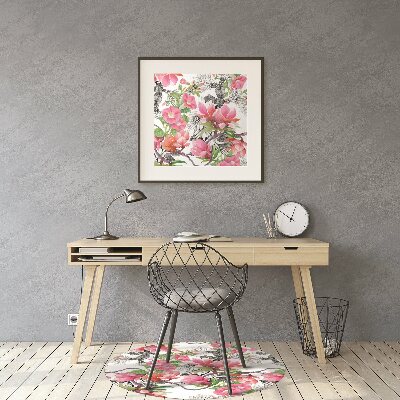 Tapete para cadeira de escritório Flores em aquarela