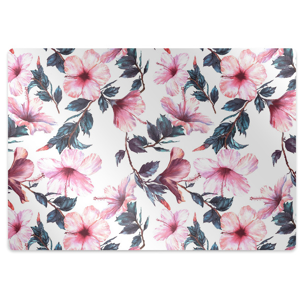 Tapete para cadeira de escritório Flores de hibisco