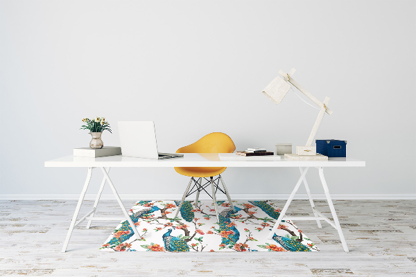 Tapete para escritório Pavões e flores