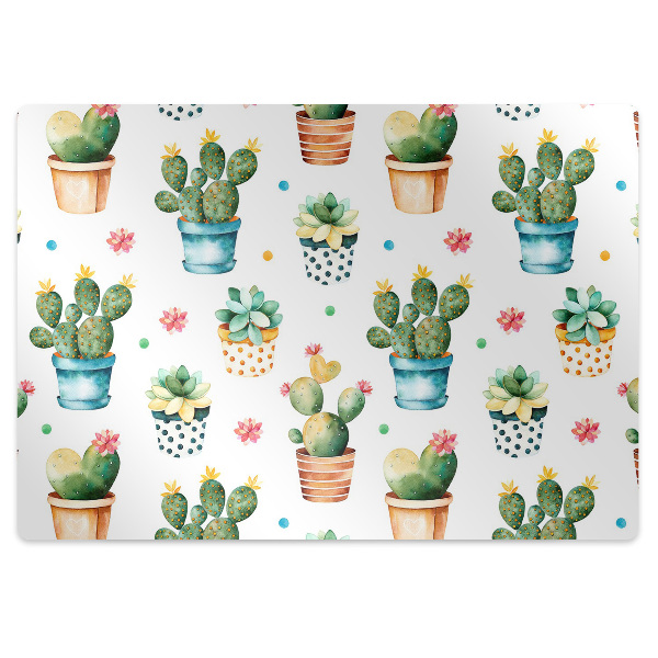 Tapete para cadeira de escritório cacto pintado