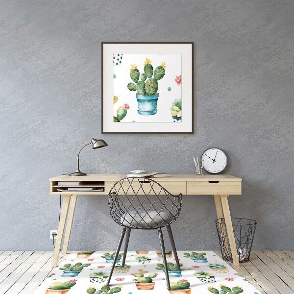 Tapete para cadeira de escritório cacto pintado