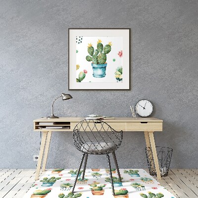 Tapete para cadeira de escritório cacto pintado