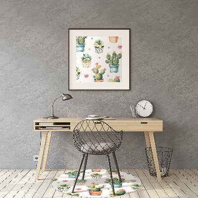 Tapete para cadeira de escritório cacto pintado