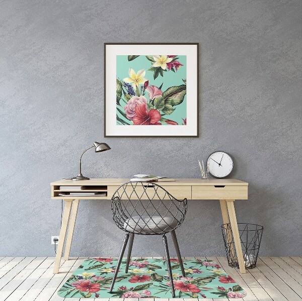 Tapete para cadeira de escritório Folhas e flores