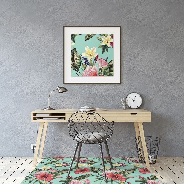 Tapete para cadeira de escritório Folhas e flores