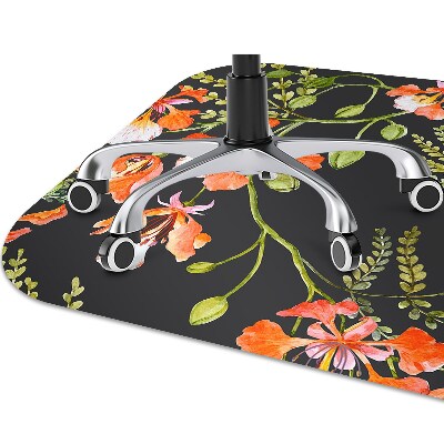 Tapete para cadeira de escritório flores vermelhas