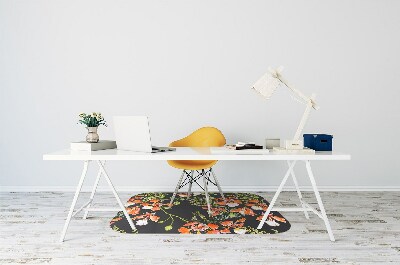 Tapete para cadeira de escritório flores vermelhas