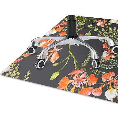 Tapete para cadeira de escritório flores vermelhas