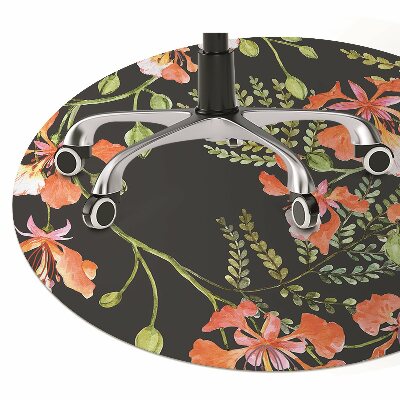 Tapete para cadeira de escritório flores vermelhas