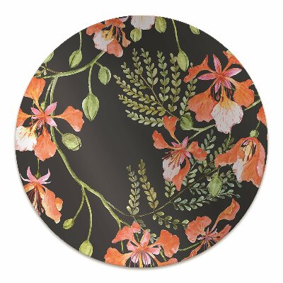 Tapete para cadeira de escritório flores vermelhas