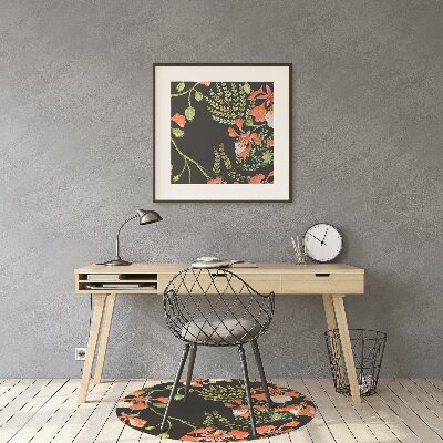 Tapete para cadeira de escritório flores vermelhas