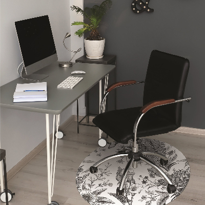 Tapete para cadeira de escritório Jardim preto e branco