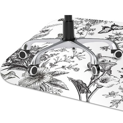 Tapete para cadeira de escritório Jardim preto e branco