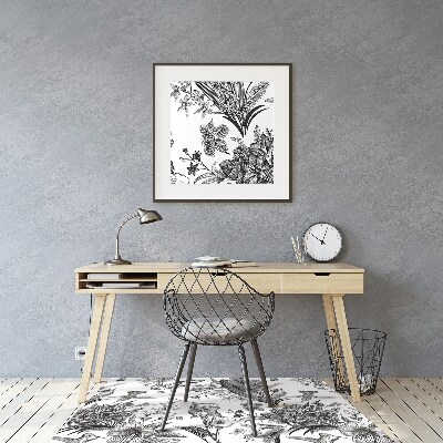 Tapete para cadeira de escritório Jardim preto e branco